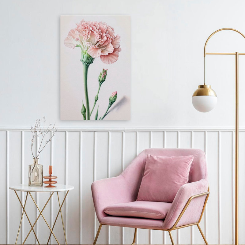 Œillets rose poudré - Art floral, H 24 po x l 16 po