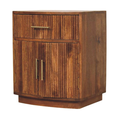 Solid Wood Curved Ribbed Byrine With Drawer