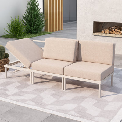 Aluminium 3-Person Sofa Seating Group With Cushions