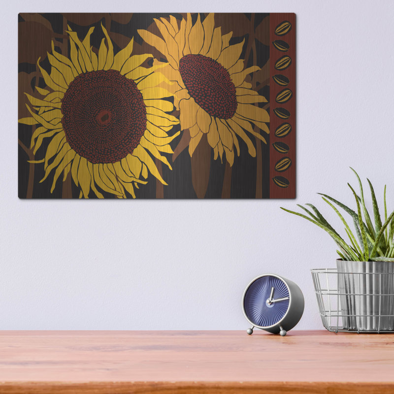 August Grove® «Tournesol 1» par Art Licensing Studio, art mural en métal, H 12 po x l 12 po