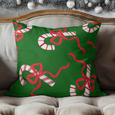 Candycanes & Bows Seasonal Indoor Throw Pillow