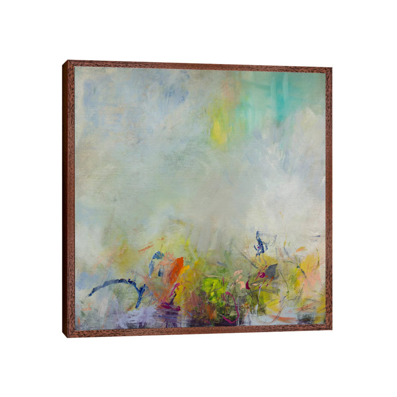 Grass And Chalk by Julian Spencer - Painting on Canvas, Classic Brown Wood Framed Canvas, 45.72 cm H x 45.72 cm W