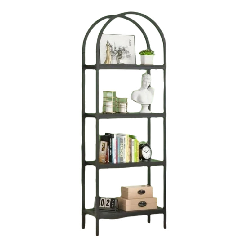 Four-Tier Arched Bookshelf, Perfect For Home Offices, Living Rooms, And Bedrooms, In Black., Black