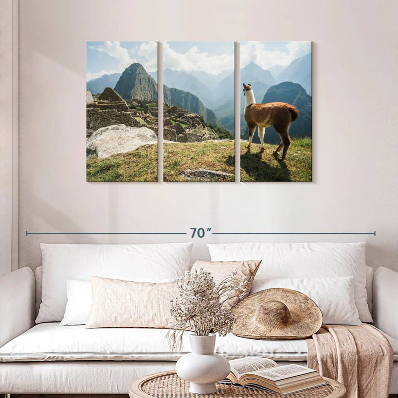 Brampt Llama And Machu Picchu, 28" H x 45" W