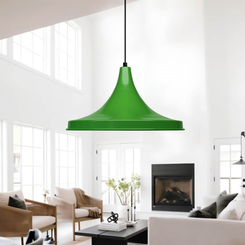 Elegant Green Metal Chandelier, 11.8 in Diameter x 7.1 in Height | Adjustable Total Height: 47.2 in | 1 x E27 Socket (Max 40 W) | Stylish Lighting Fixture for Dining Room, Living Room, & Entryway Decor