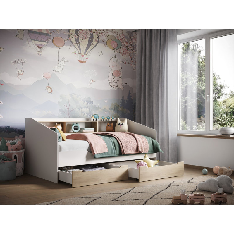 Leni Day Bed White and Oak, Oak