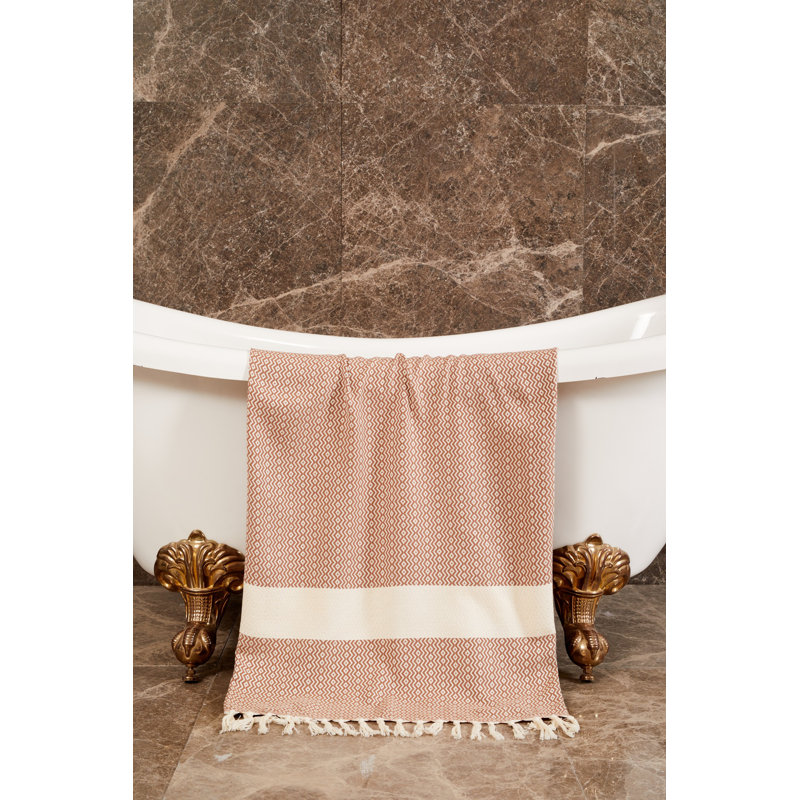 Serviette de plage 100% coton Chelan, Brun / blanc
