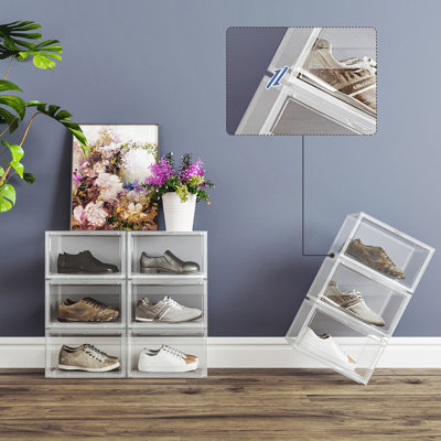 6 Pair Stackable Shoe Storage Box