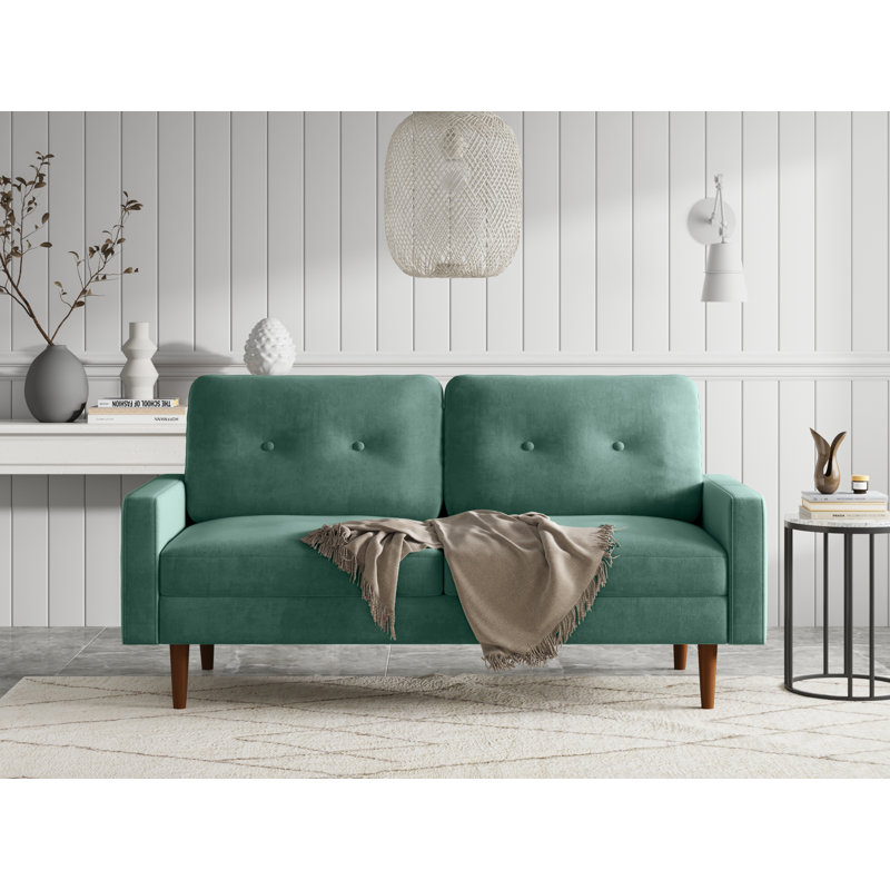 Canapé à accoudoirs carrés 70 po Mattea, Polyester 100 % turquoise