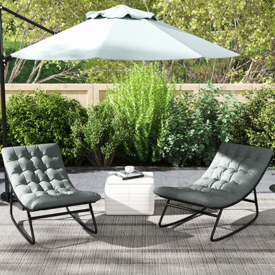 2 Pieces Patio Rocking Chairs With Cushions