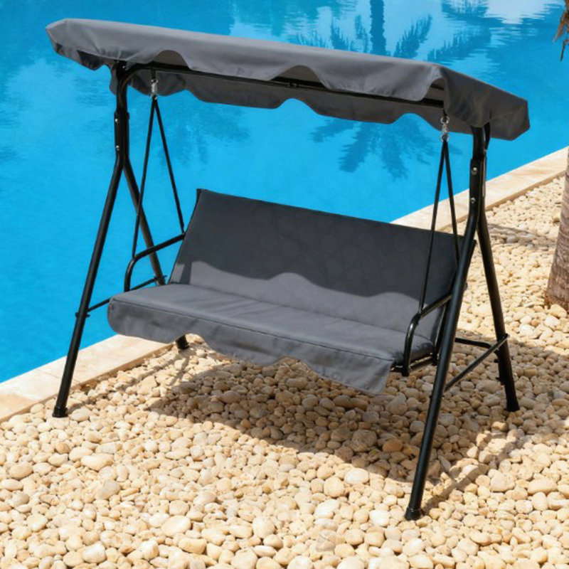 Fauteuil à baldaquin inclinable réglable, balancelle de patio extérieur, pour patio, jardin, Gris