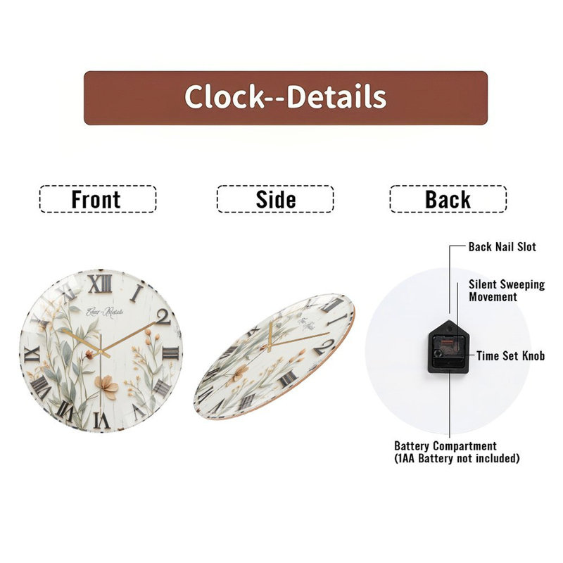 Horloge murale moderne en verre 12 po