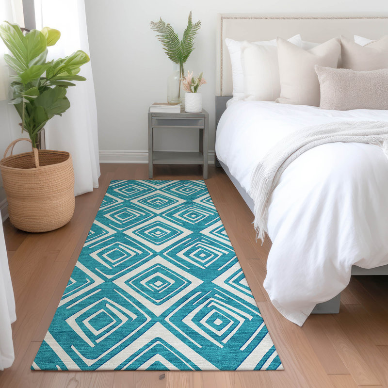 Cederick Washable Geometric Indoor / Outdoor Rug, Runner 2'3" x 7'6"
