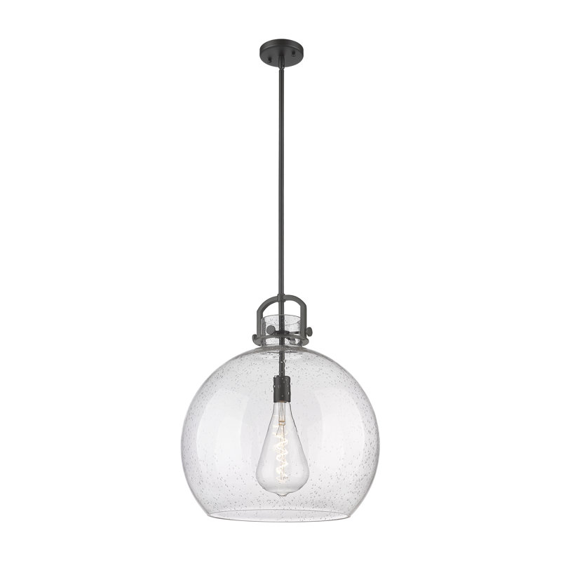 Luminaire suspendu à 1 tige Sligo, Grainé, H 20,5 po x l 18 po x P 18 po, Nickel poli