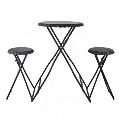 Table d'appoint avec deux sièges 57,5 x 23,6 x 39,8 po noirs
