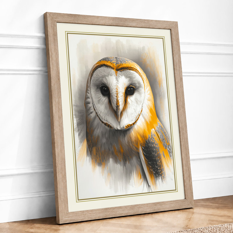 Barn Owl Portrait Japandi - Print, Oak, A3 - 42.0 x 29.7 cm