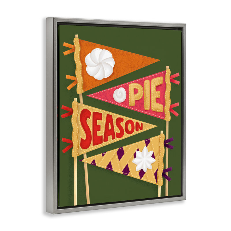 Cadre flottant Pie Season Pennants, design par Jilly Jack Designs, H 21 po x l 17 po, Cadre flottant gris lustré