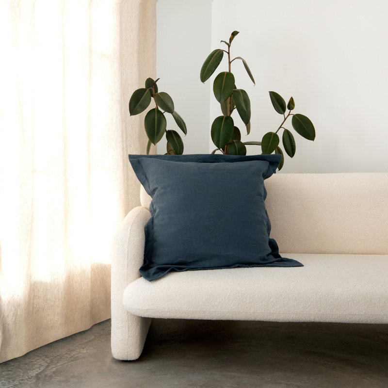 26" X 26" French Linen Euro Pillow With Flange, Baltic