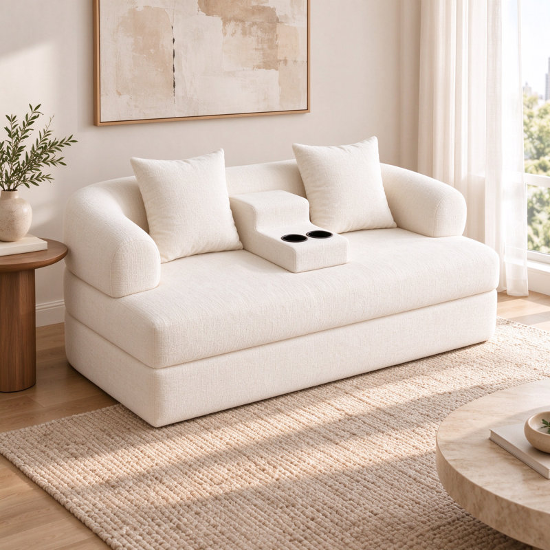 Upholstered 70.07 " Chenille Sofa, Noir