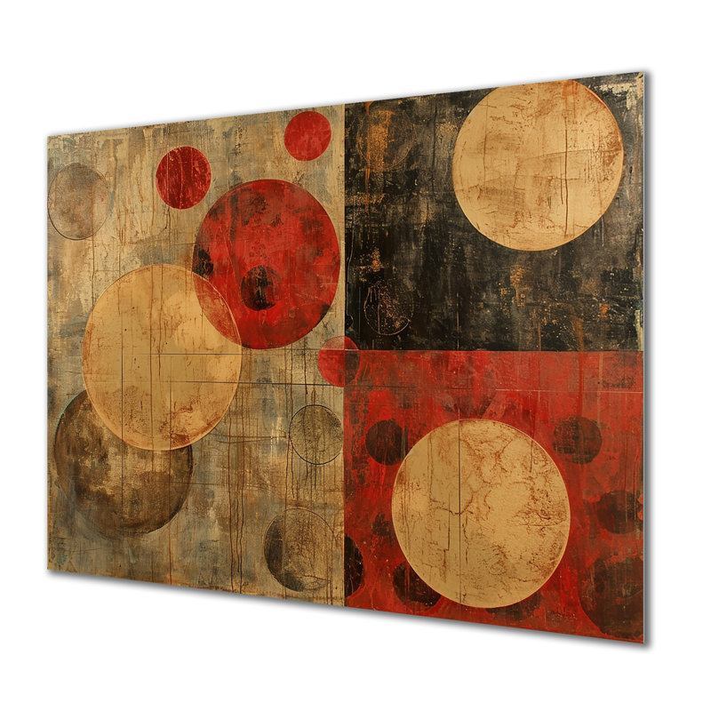 Rétro modernisme circulaire - art mural géométrique, Métal métal, H 30 po x l 40 po
