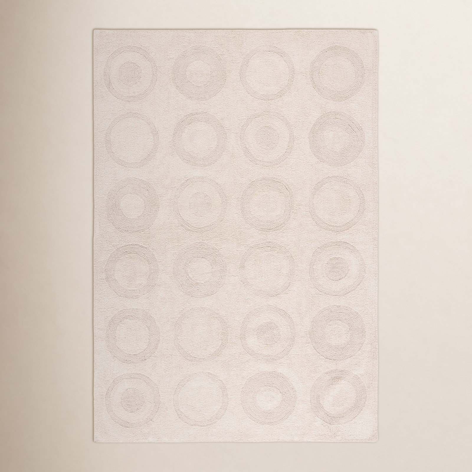 Mullen Ivory Washable Hand-Woven Cotton Rug, Rectangle 6' x 9'