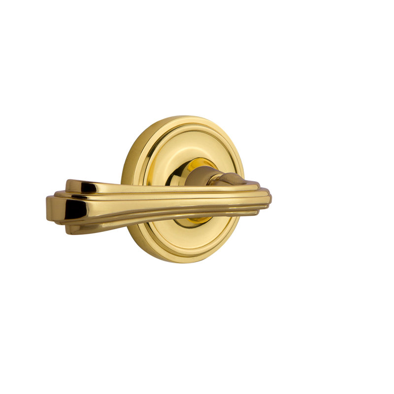 Rosette classique intimité (lit et salle de bain) avec levier fleur, 2-3/4", Laiton poli, Droite