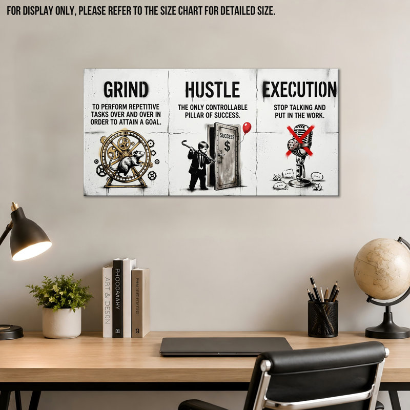 «Grind Hustle», impression sur toile Graffiti, 20" H x 40" W