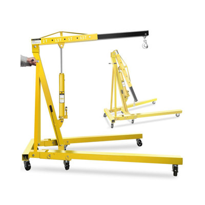 2‑Ton Foldable Engine Hoist – 4,400 Lb Capacity, 6 Casters, Hydraulic Cherry Picker for Garage & Shop