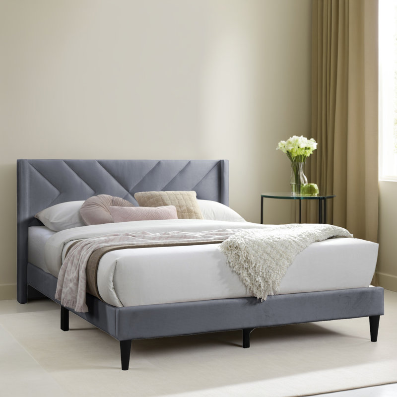Base de lit tapissier grand format, Gris