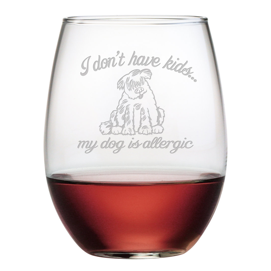 My Dog Is Allergic 21oz. Wine Glass Set (Set of 4) Susquehanna Glass