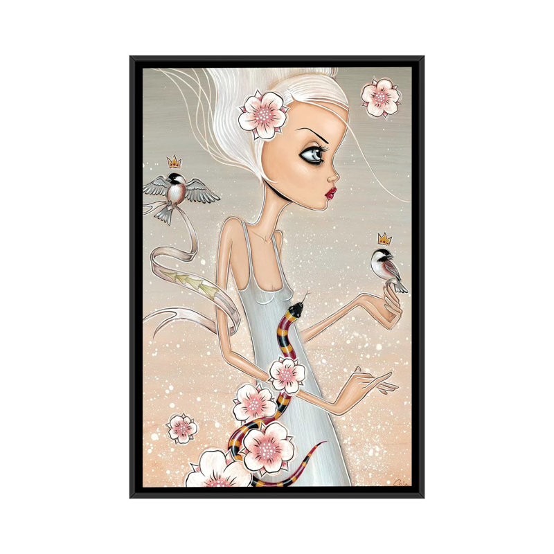«Coral», impression sur toile, H 26 po x l 18 po x P 1,5 po, Toile avec cadre noir, Pas de tapis