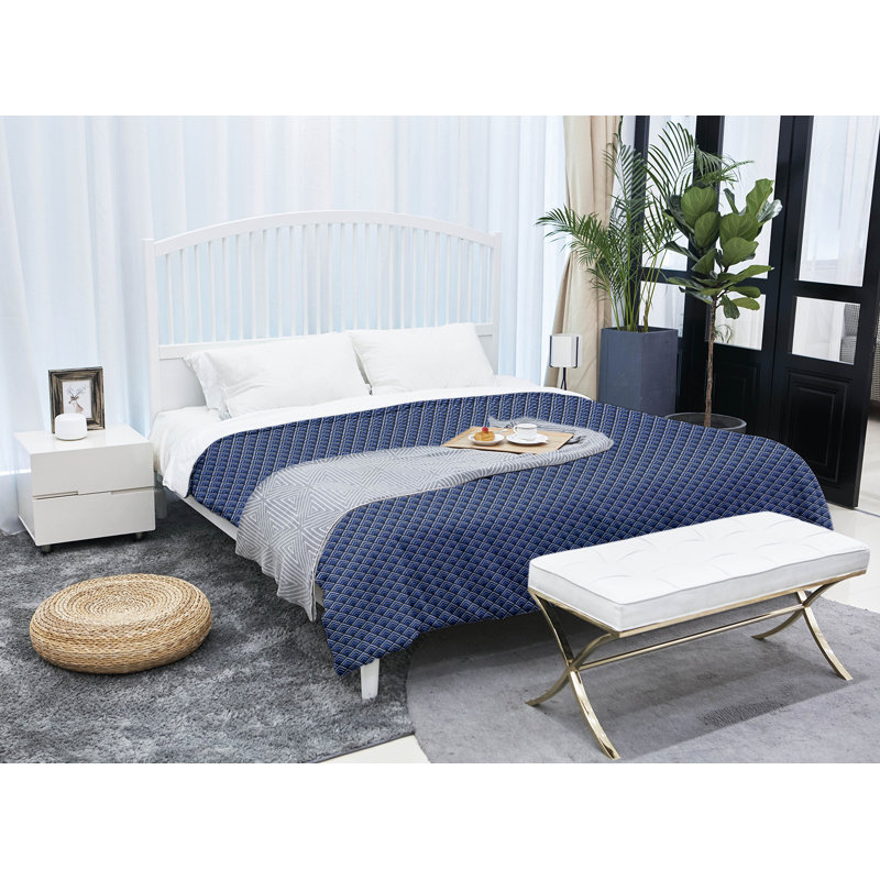 Édredon simple réversible Katelyn Elizabeth, Édredon simple TG, Noir / Bleu