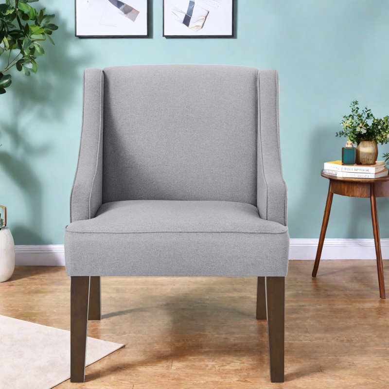 Comfortable Linen Accent Chairs, Wood Legs Modern Style For Home