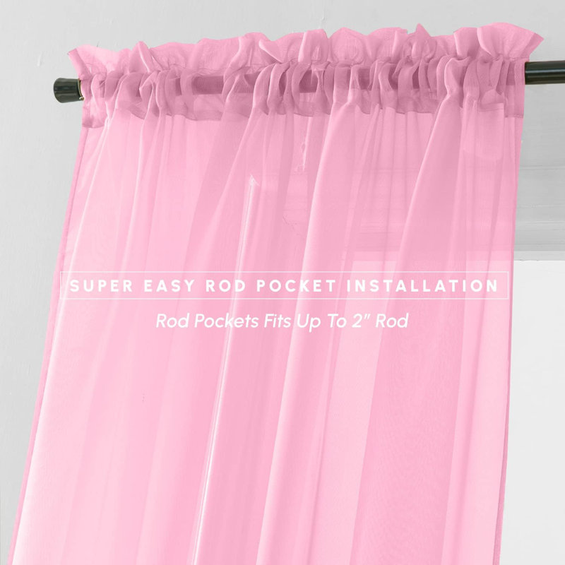 Yaelle Semi Sheer Curtain Pair, 60" W x 84" L, Dusty Rose