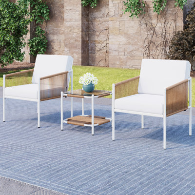 Ascanio 2 - Person Patio Conversation Sets with Cushions