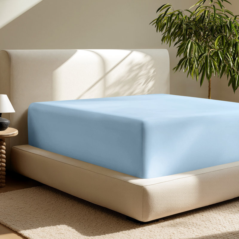 Extra Deep Microfiber Fitted Sheet, Full XL Fitted Sheet, Light Blue