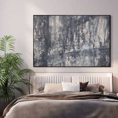 Extra Large Wall Art Fabric Print - Monochromatic Abstract Art, Grayscale Modern for Artwork Decor for Living Room or Bedroom - "Frame Assembly Required (Unfinished Frame)"