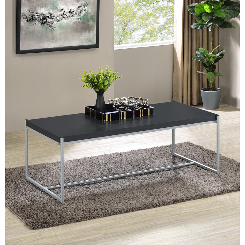Table basse et de bout noire - 3 pièces avec pieds en acier tubulaires décor de salon léger pour les maisons modernes