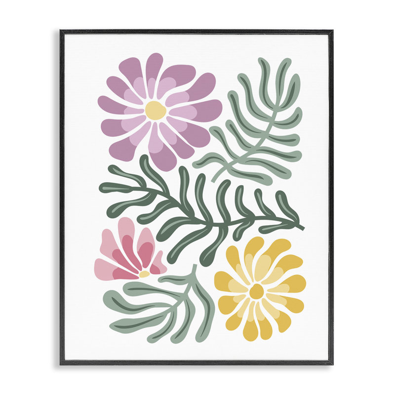 Giclée encadrée Pastel Midcentury Mod Blooms, design par Kim Allen, H 20 po x l 16 po, Giclée encadrée noir minuit