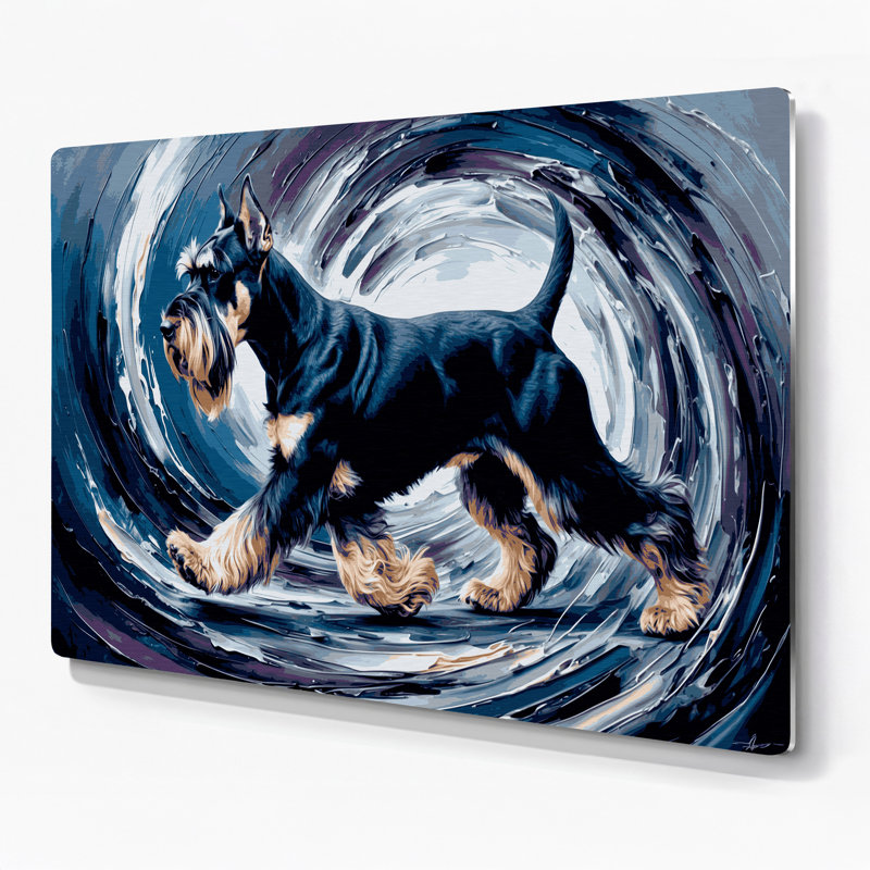 Chiens, art mural bleu Schnauzer géant, H 24 po x l 36 po