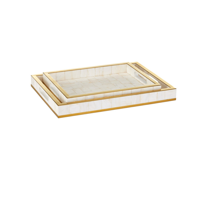 Casey Mother Of Pearl Tray Set Of 2