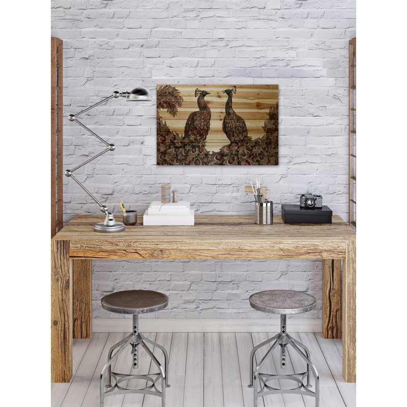 « peacock partner bold i », impression sur bois, H 8 po x l 12 po