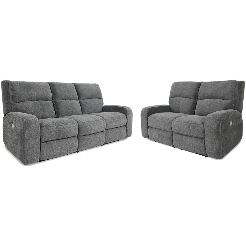 Polla Power Reclining Sofa And Loveseat, Bizmark Grey