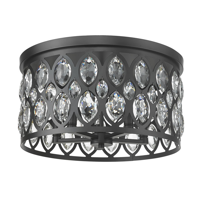 Crystal Flush Mount, Matte Black