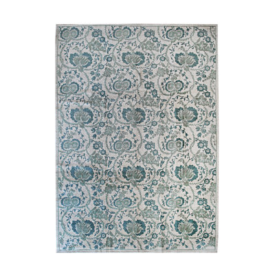 Afghan Beige Hand Knotted Green Transitional All Over Handmade Afghan Wool Area Rug