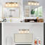 Applique murale moderne de 24 pouces à quatre lumières avec finition dorée et abat-jour en verre givré, convenant à l'éclairage de la salle de bain ou du couloir (ampoule non incluse)-160777468-160777458