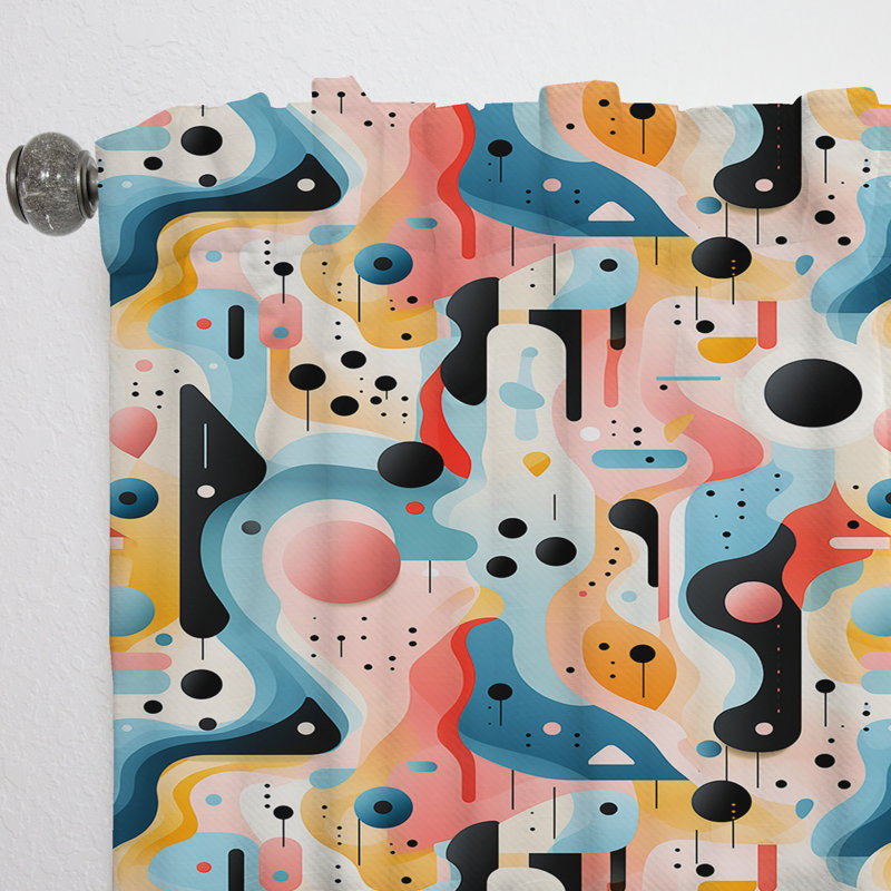 Rose et bleu Jud 1970s Trendy Patterns III - Rideau moderne - Velours obscurcissant - 1 panneau, L 52 po x L 108 po