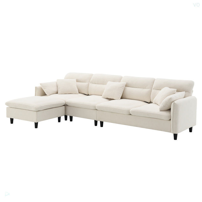 Canapé modulaire en L Cloud Chenille, Chenille beige