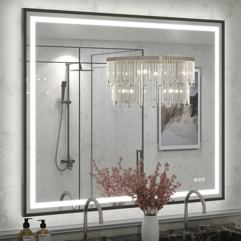 Miroir de salle de bain Molly Framelss, 48 po x 40 po, Noir