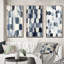 «Universal Grid Circular Watercolor Retro Blue», 3 pièces sur toile-661324104-661324146